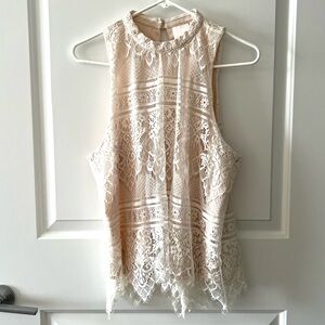 Lauren Conrad Beige Lace Floral Tanktop